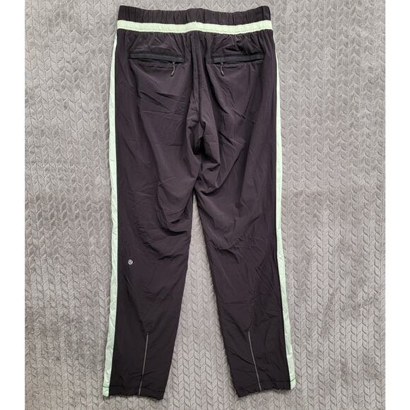 Lululemon Run Bandit Track Pant Black / Mini Hyper Stripe Fresh Teal Size 8 - Picture 8 of 13